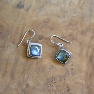 Labradorite Drop Earrings - .925 Sterling Silver - Labradorite Earrings - Sterling Silver
