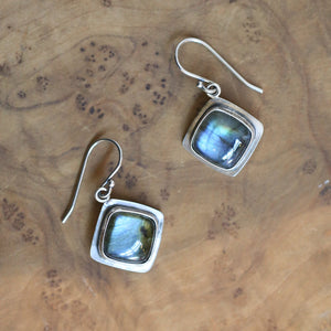 Labradorite Drop Earrings - .925 Sterling Silver - Labradorite Earrings - Sterling Silver
