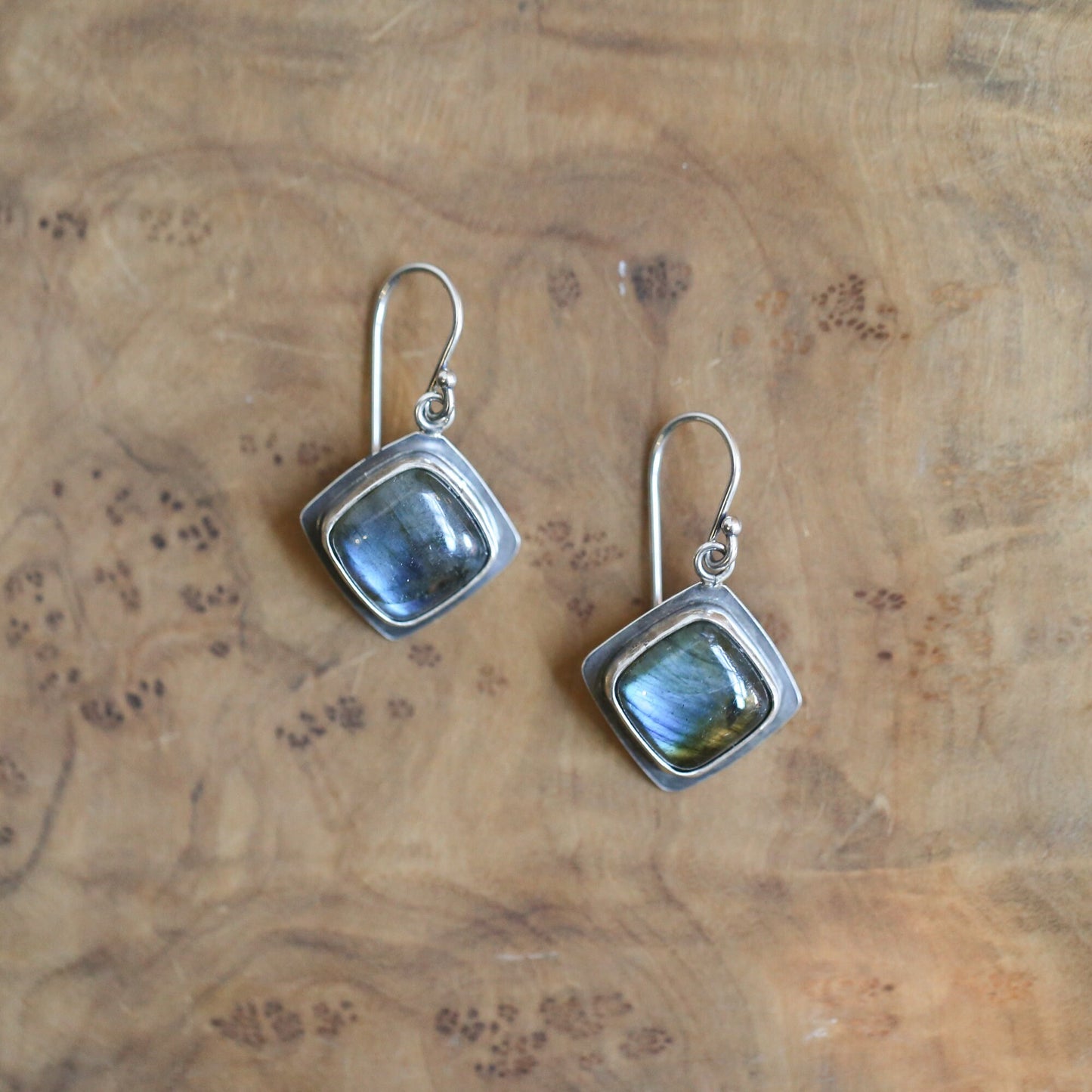 Labradorite Drop Earrings - .925 Sterling Silver - Labradorite Earrings - Sterling Silver