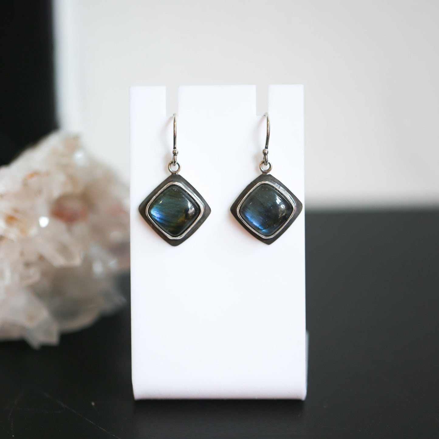 Labradorite Drop Earrings - .925 Sterling Silver - Labradorite Earrings - Sterling Silver