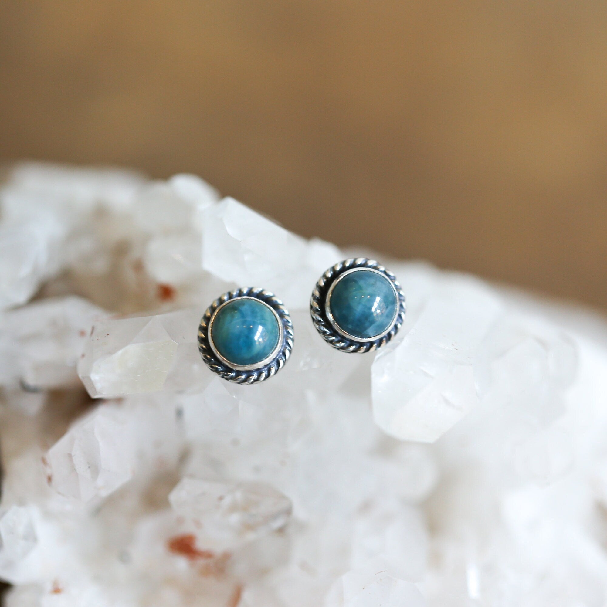 Apatite Traditional Posts - Apatite Studs - Sterling Silver