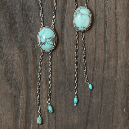 Turquoise Mock Bolo Necklace - Sterling Silver