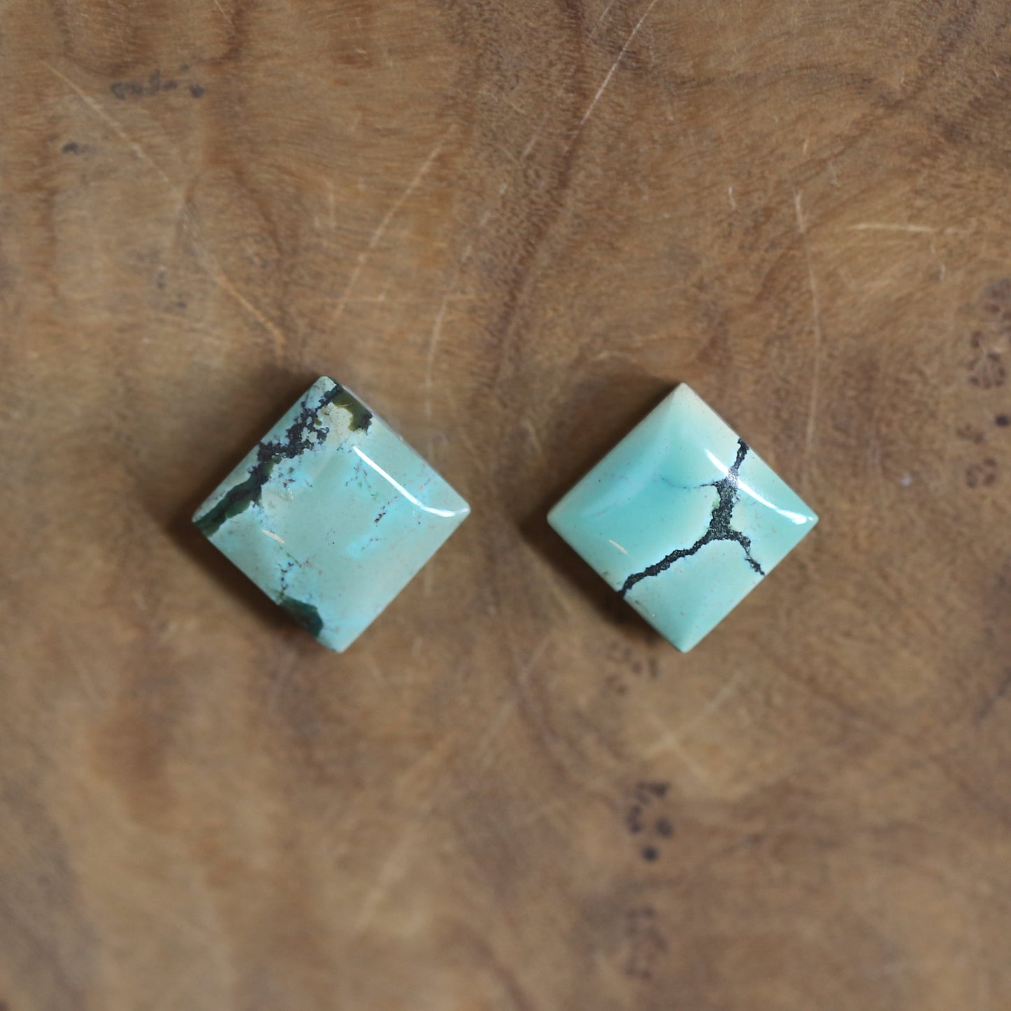 American Turquoise .925 Sterling Silver Dangle Earrings – Square Stone