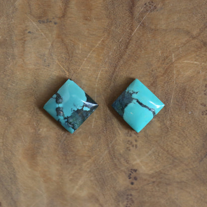 American Turquoise .925 Sterling Silver Dangle Earrings – Square Stone