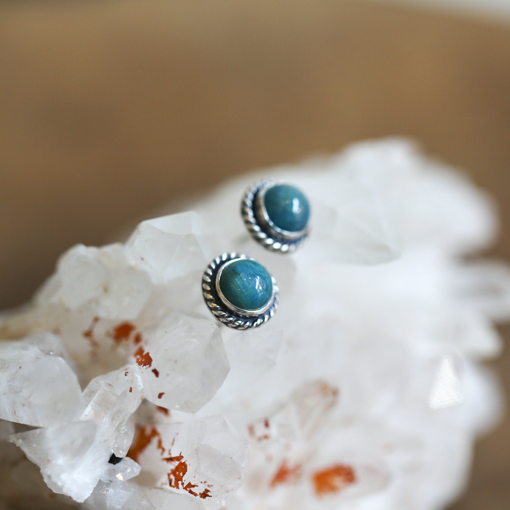 Apatite Traditional Posts - Apatite Studs - Sterling Silver