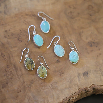 Classic Turquoise Oval Drop Earrings - Choose Your Pair - .925 Sterling Silver - OOAK