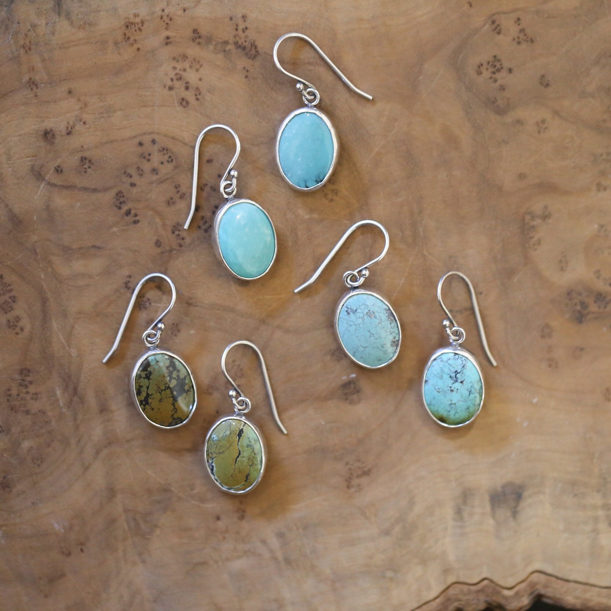 Classic Turquoise Oval Drop Earrings - Choose Your Pair - .925 Sterling Silver - OOAK