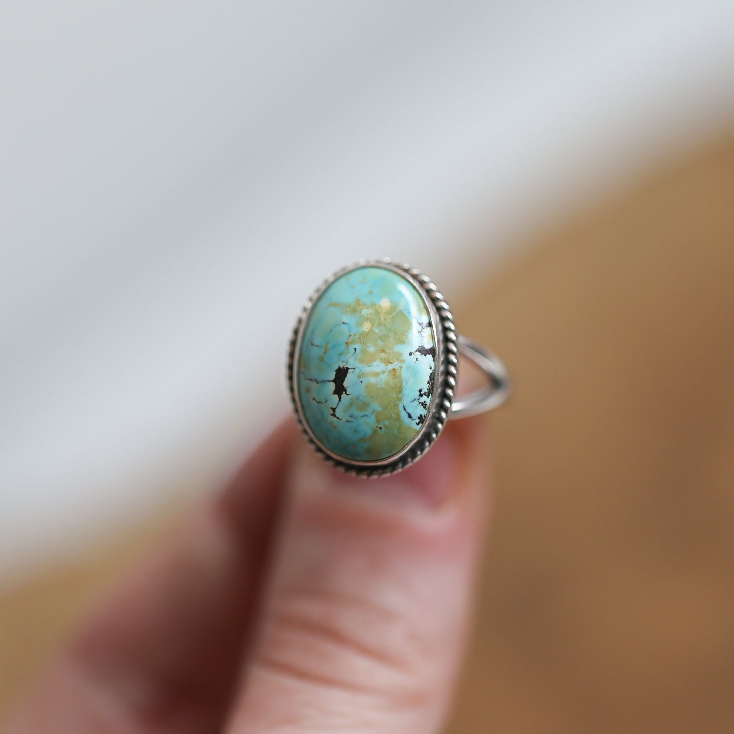 Sterling Silver Turquoise Ring - Boho Silversmith Design