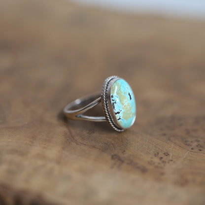 Sterling Silver Turquoise Ring - Boho Silversmith Design