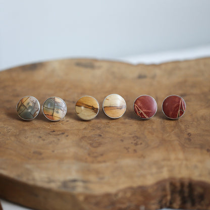 Red Creek Jasper Big Posts - Sterling Silver - Round Jasper Studs - Choose Your Pair
