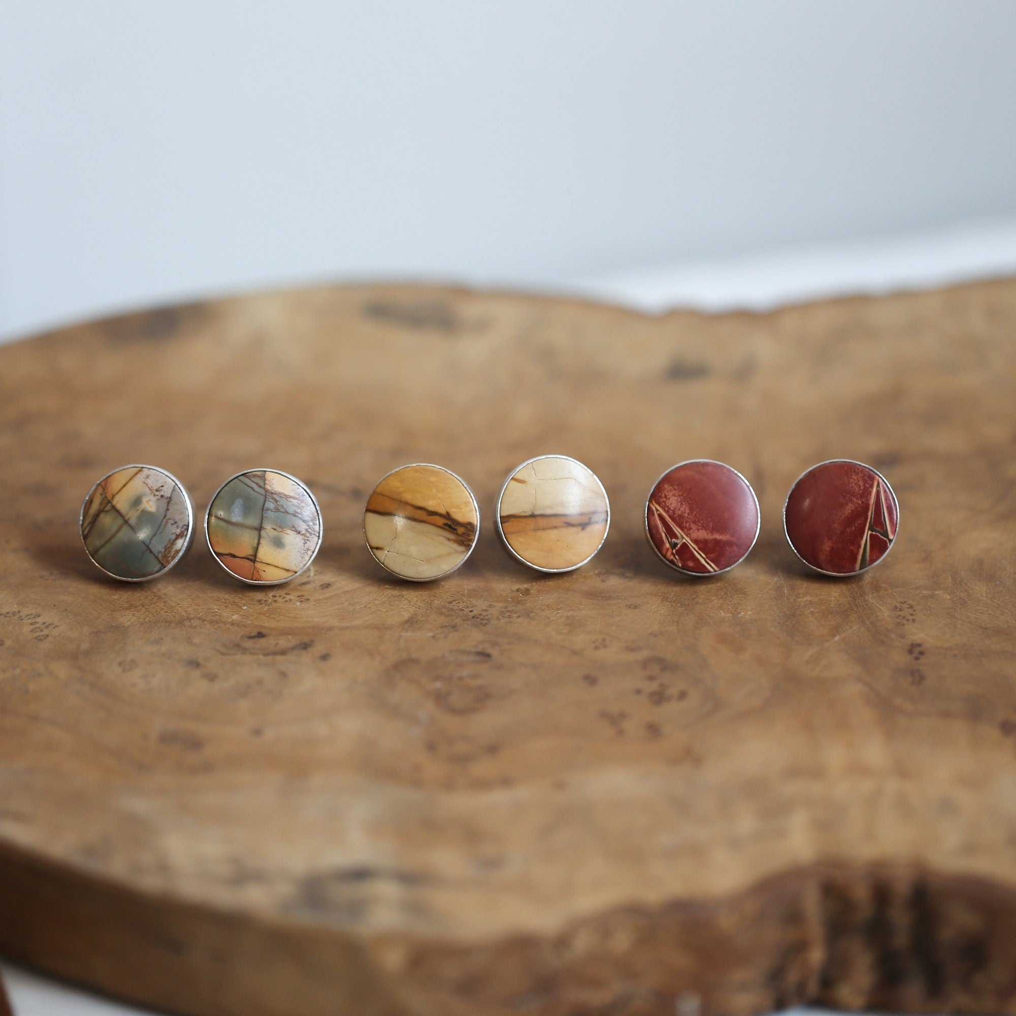 Red Creek Jasper Big Posts - Sterling Silver - Round Jasper Studs