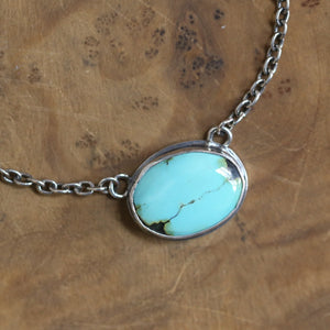 Ready to Ship - Turquoise Necklace - Small Turquoise Pendant with Chain - OOAK