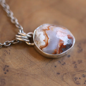 Crazy Lace Agate Pendant - Silversmith - .925 Sterling Silver - Crazy Lace Agate Necklace