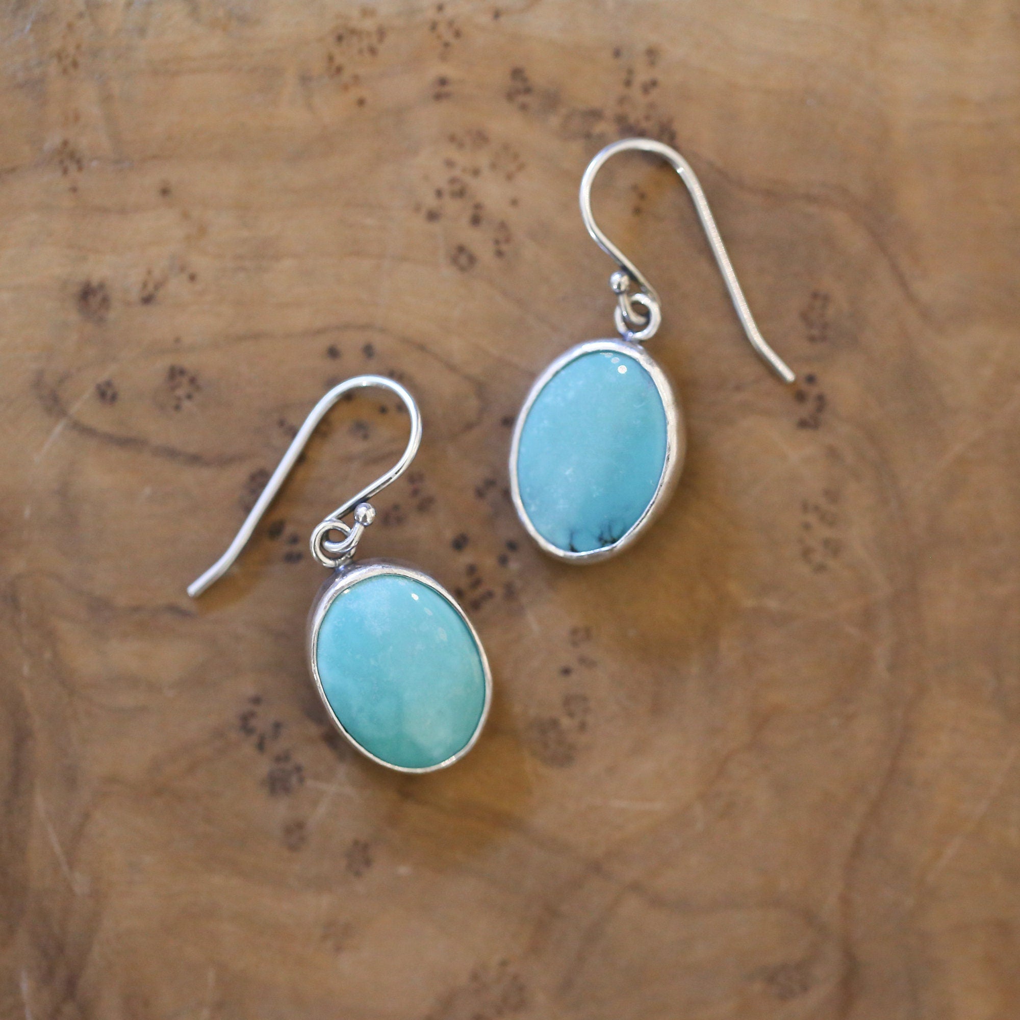 Classic Turquoise Oval Drop Earrings - Choose Your Pair - .925 Sterling Silver - OOAK