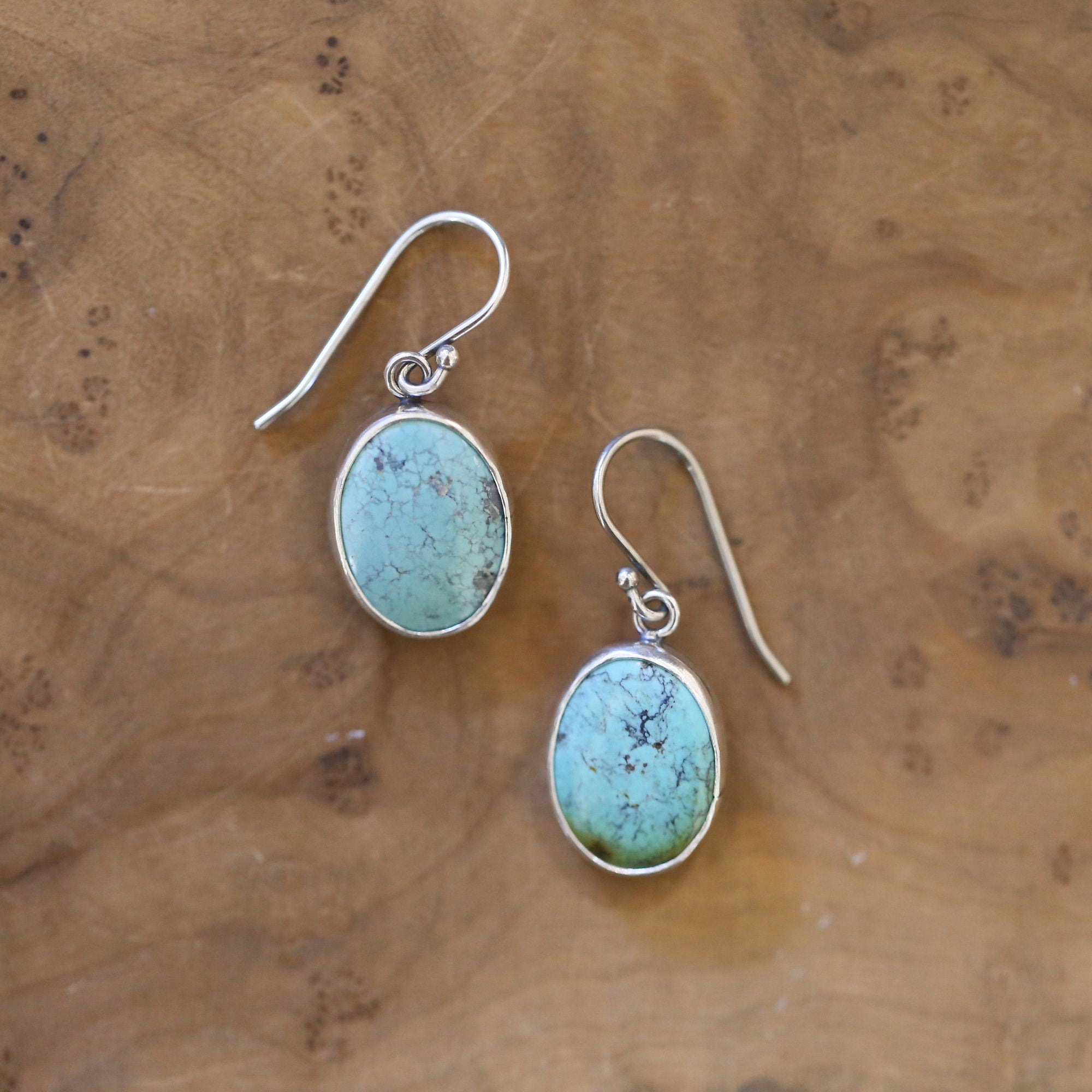 Classic Turquoise Oval Drop Earrings - Choose Your Pair - .925 Sterling Silver - OOAK