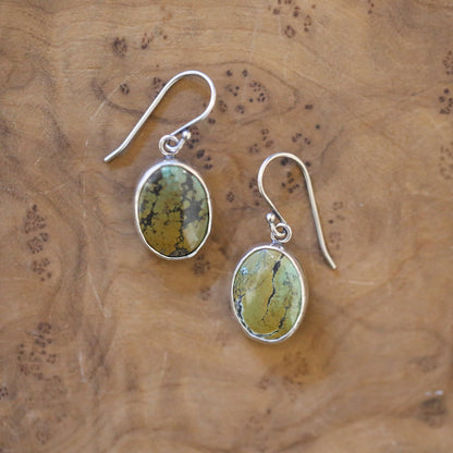 Classic Turquoise Oval Drop Earrings - Choose Your Pair - .925 Sterling Silver - OOAK