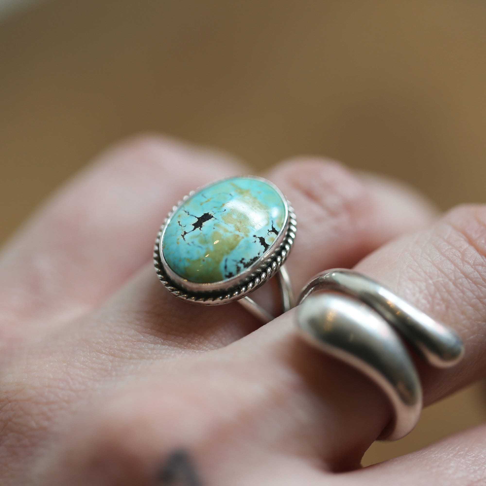 Turquoise Boho Ring - Sterling Silver Ring - Turquoise Ring - Silversmith Ring