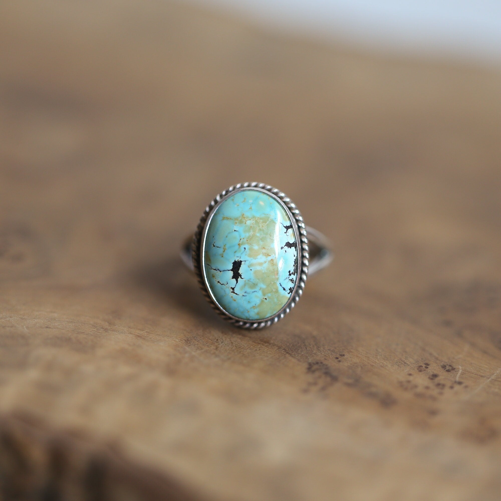 Turquoise Boho Ring - Sterling Silver Ring - Turquoise Ring - Silversmith Ring