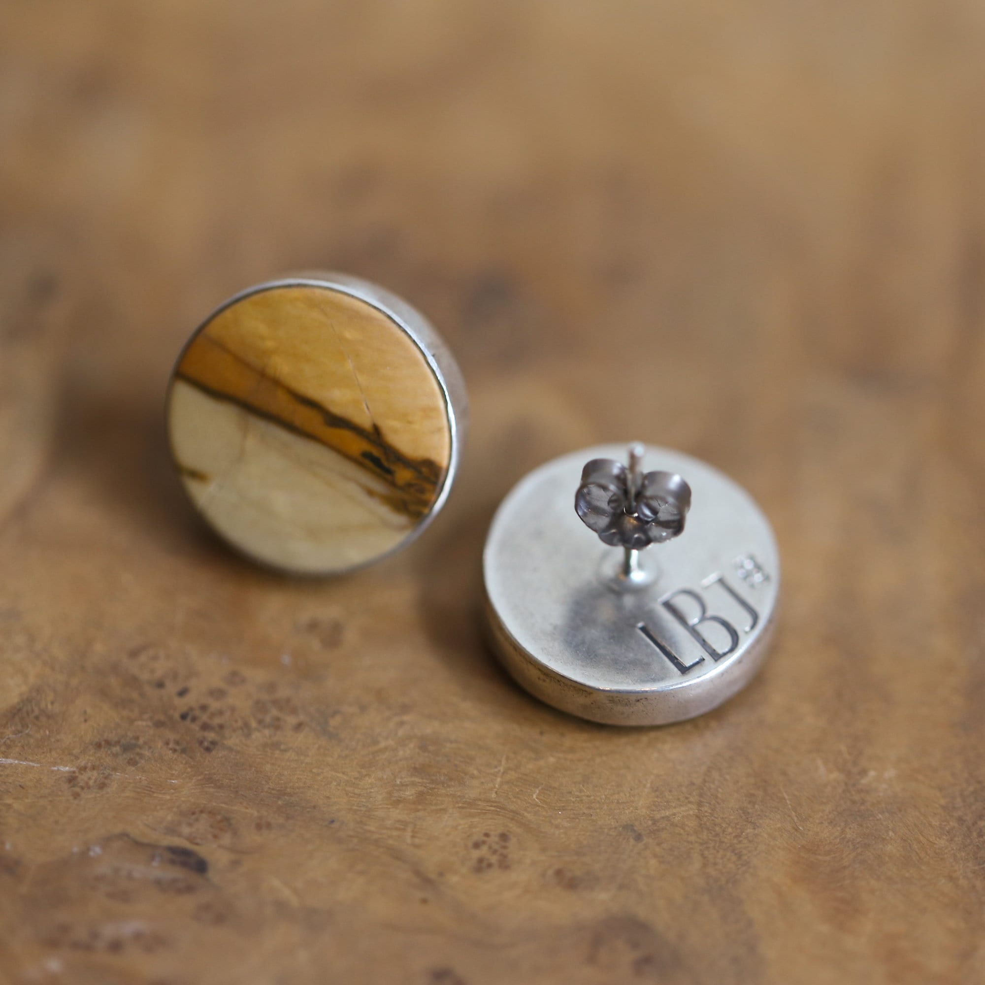 Red Creek Jasper Big Posts - Sterling Silver - Round Jasper Studs