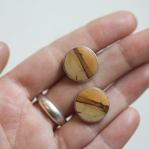 Red Creek Jasper Big Posts - Sterling Silver - Round Jasper Studs