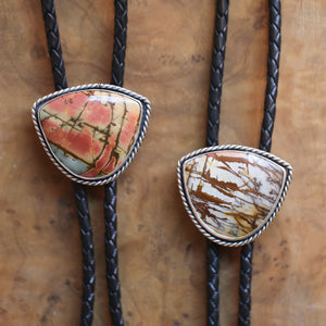 Red Creek Jasper Bolo - .925 Sterling Silver - Jasper Bolo Tie - Leather Bolo