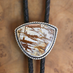 Red Creek Jasper Bolo - .925 Sterling Silver - Jasper Bolo Tie - Leather Bolo