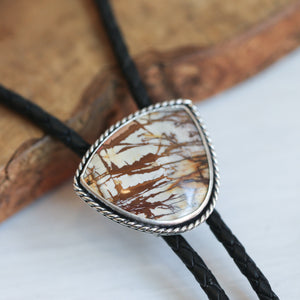 Red Creek Jasper Bolo - .925 Sterling Silver - Jasper Bolo Tie - Leather Bolo