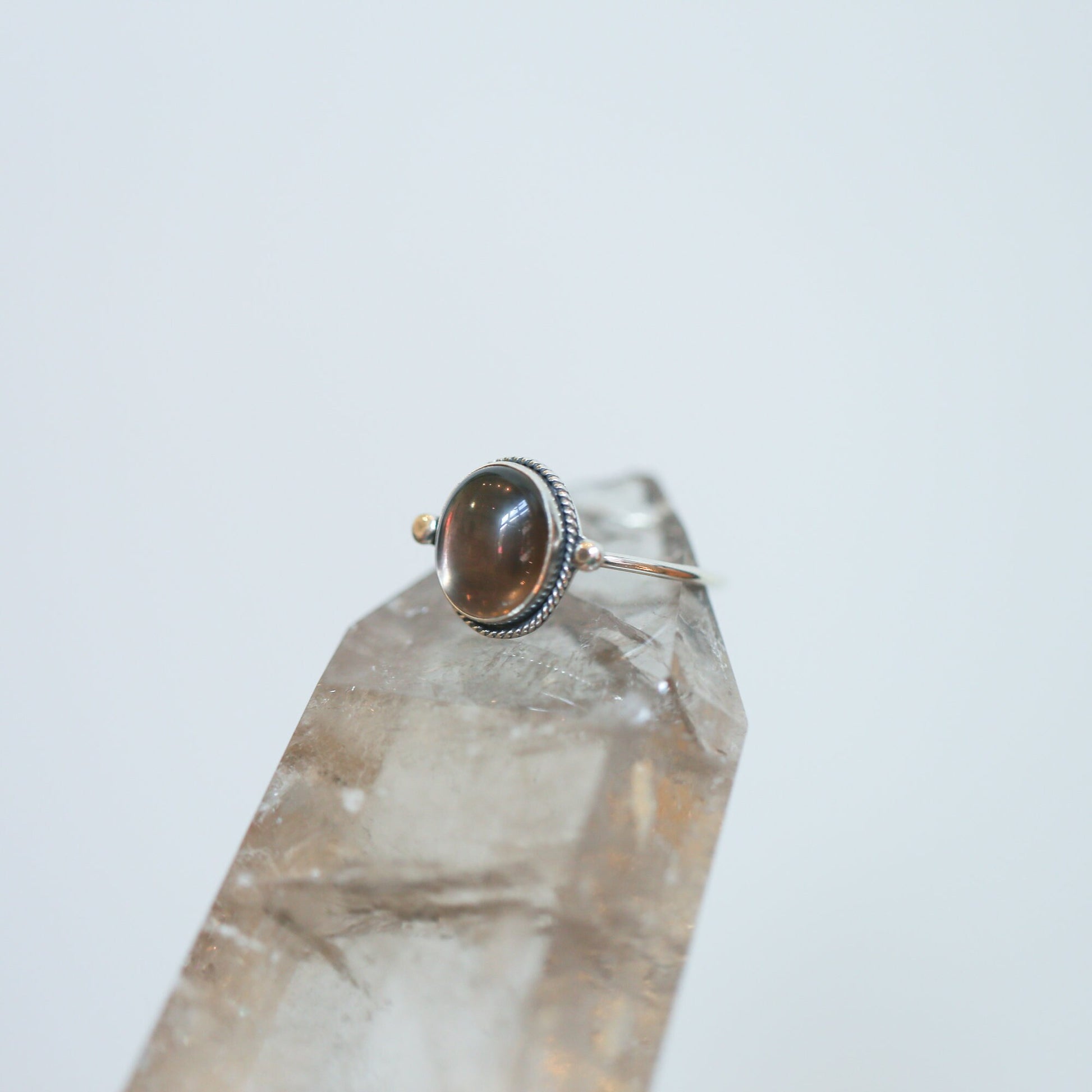 Smoky Quartz Delica Ring -.925 Sterling Silver