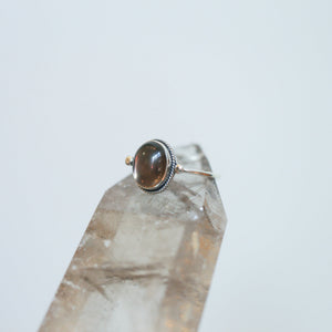 Smoky Quartz Delica Ring -.925 Sterling Silver