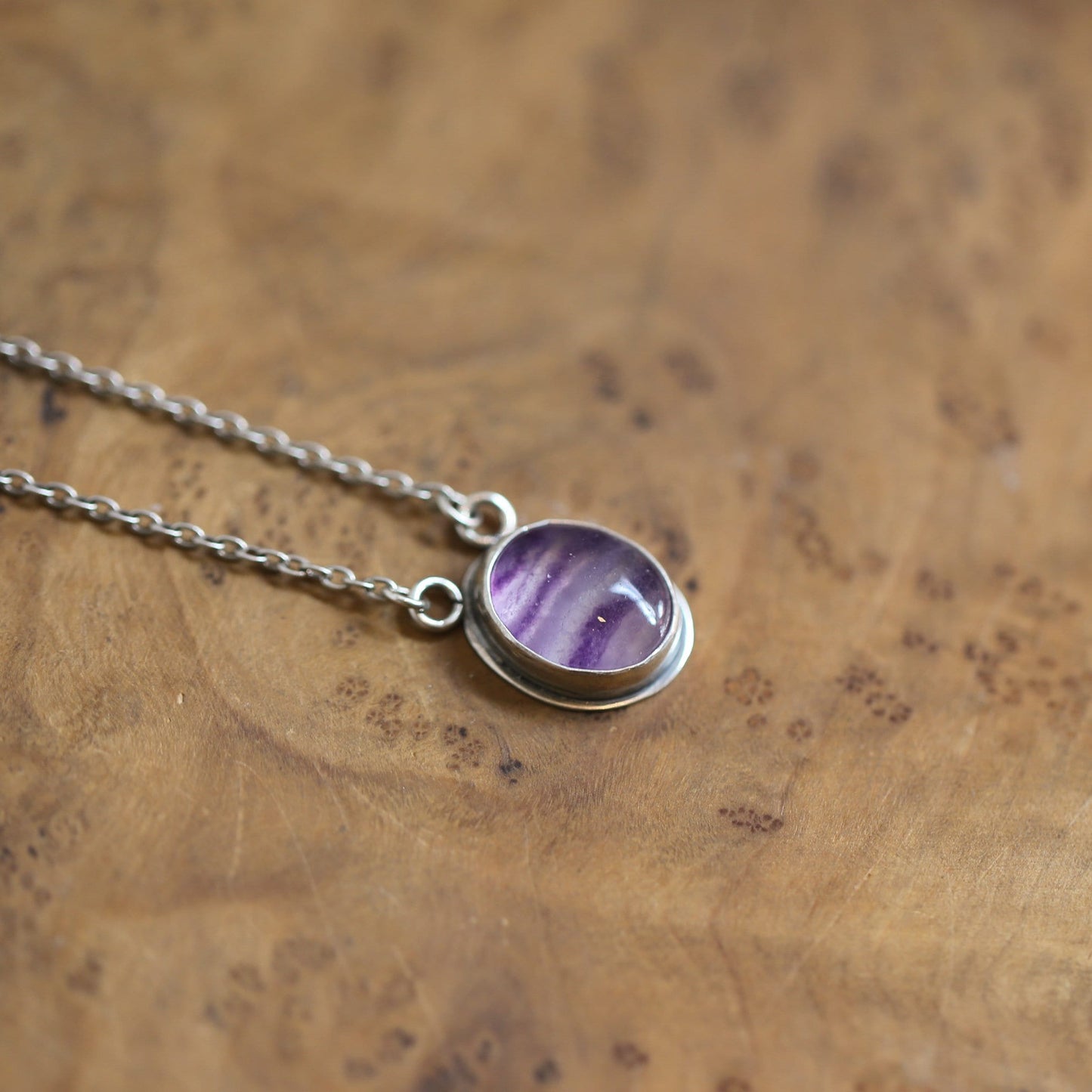 Sterling Silver Rainbow Fluorite Pendant - Silversmith Necklace