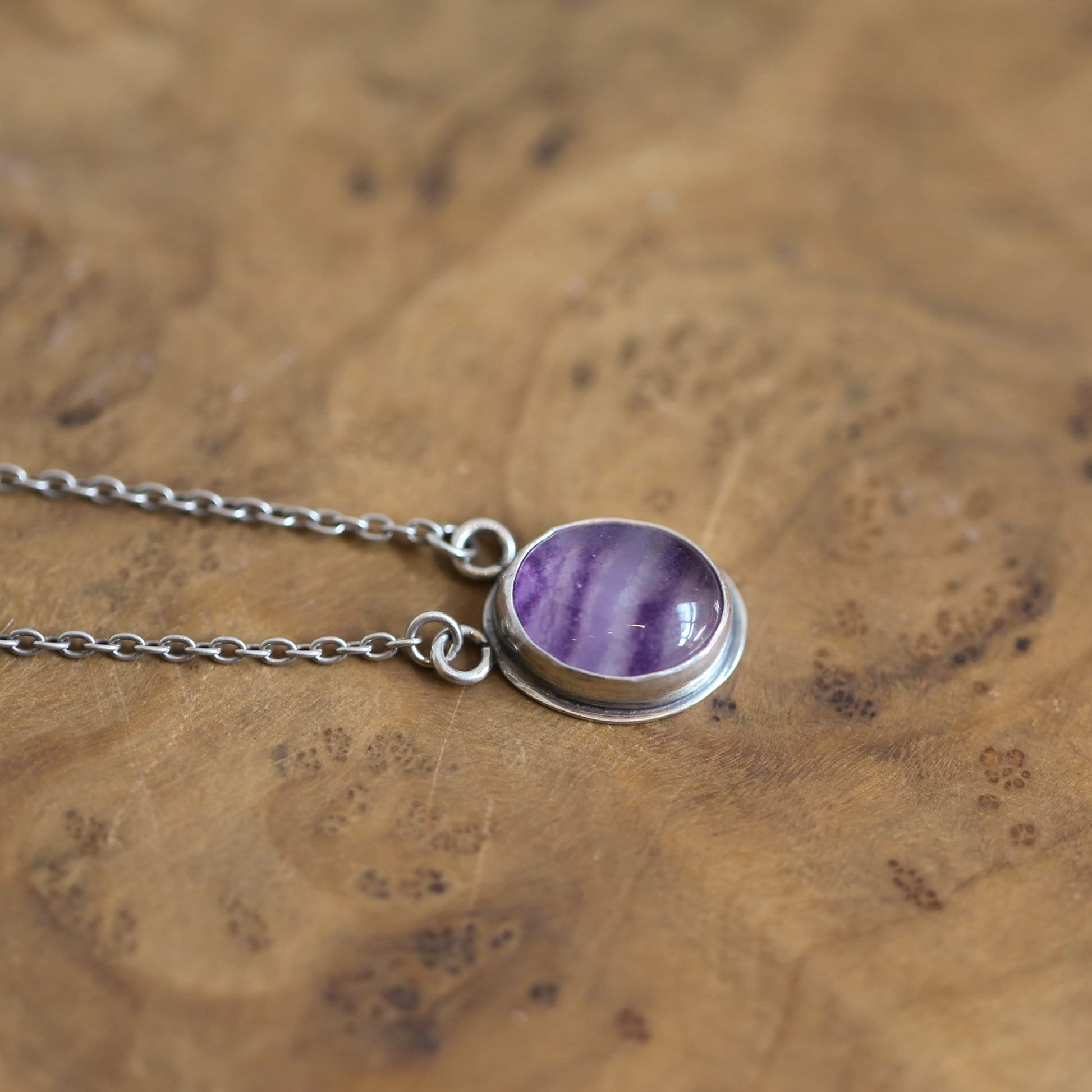 Sterling Silver Rainbow Fluorite Pendant - Silversmith Necklace