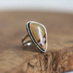 Hammered Sterling Silver Red Creek Jasper Ring - Silversmith Jewelry - Choose Your Stone
