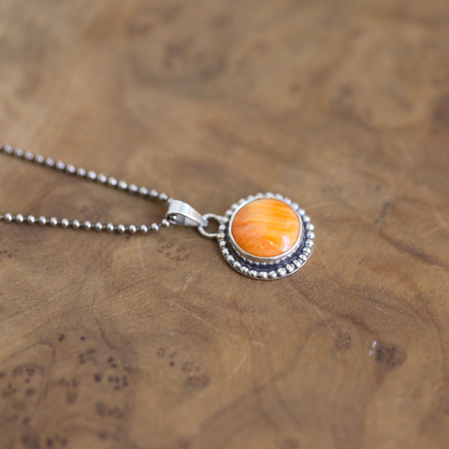 Sterling Silver Spiny Oyster Pendant – Chili Red Sun Drop Necklace