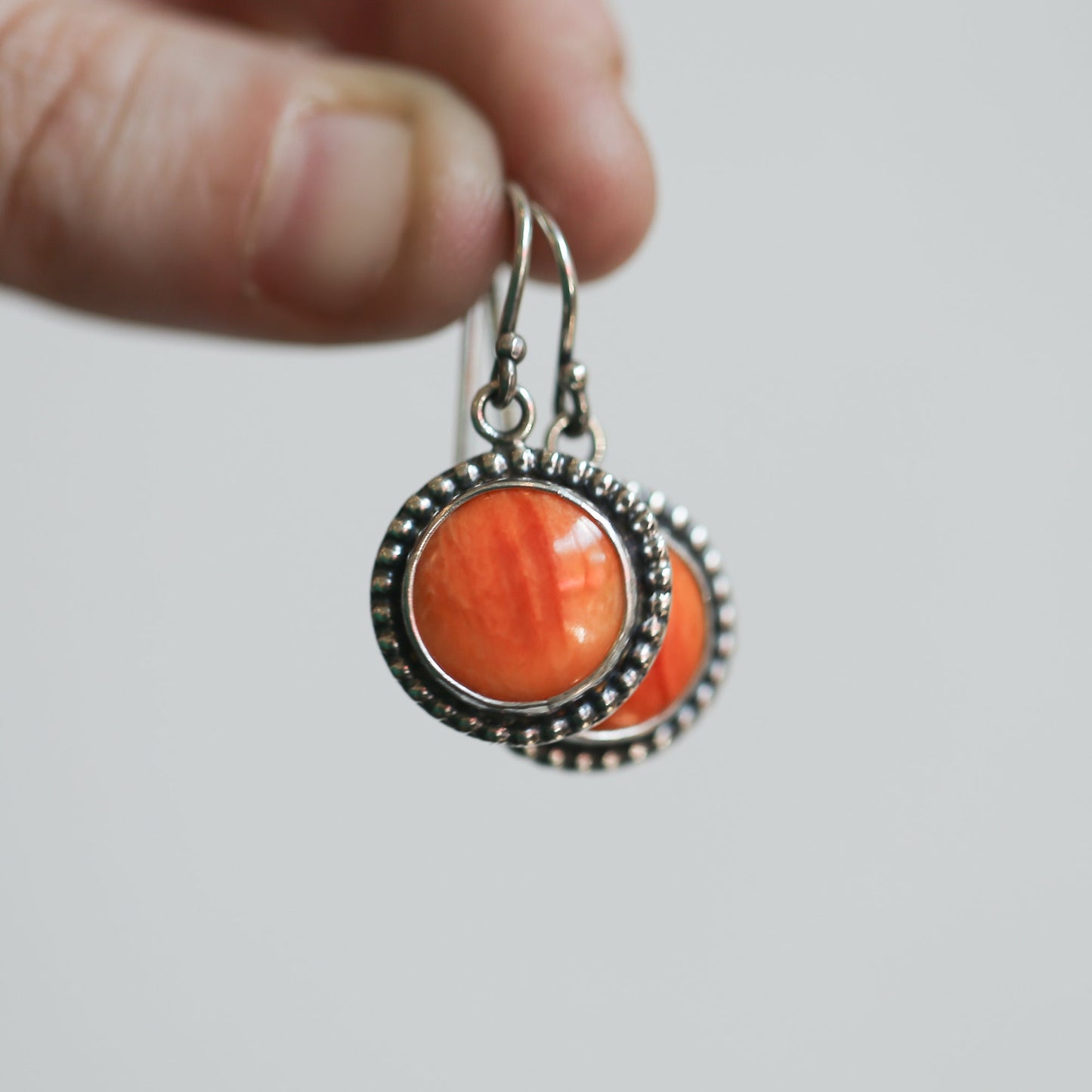 Sterling Silver Spiny Oyster Earrings – Chili Red Orange Drops