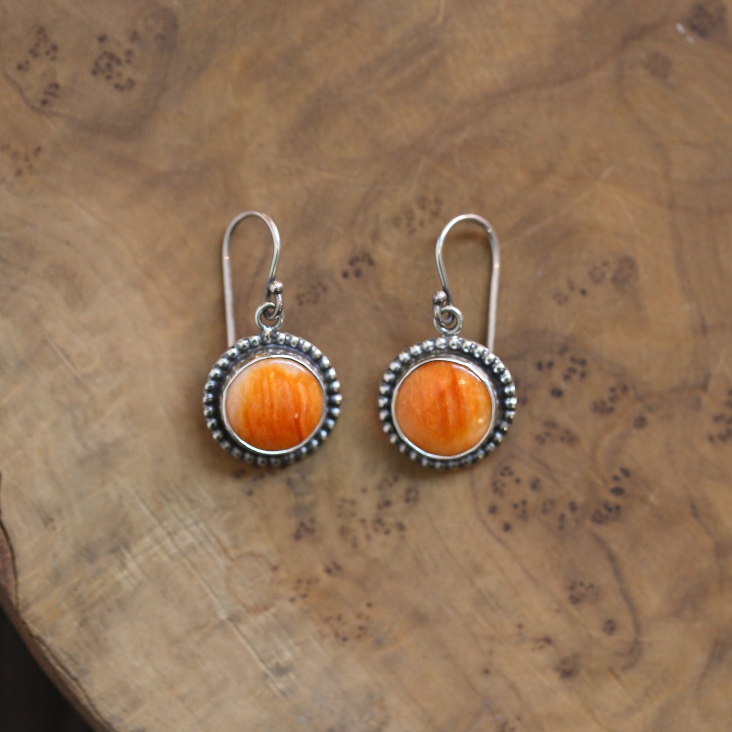 Sterling Silver Spiny Oyster Earrings – Chili Red Orange Drops