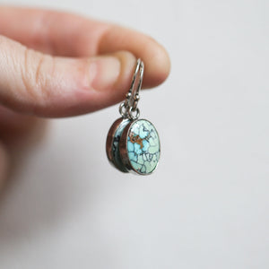 Turquoise Oval Drop Earrings - Choose Your Pair - .925 Sterling Silver - OOAK