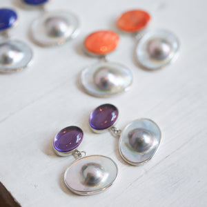 Amethyst Blister Pearl Drop Earrings – Sterling Silver Boho Jewelry