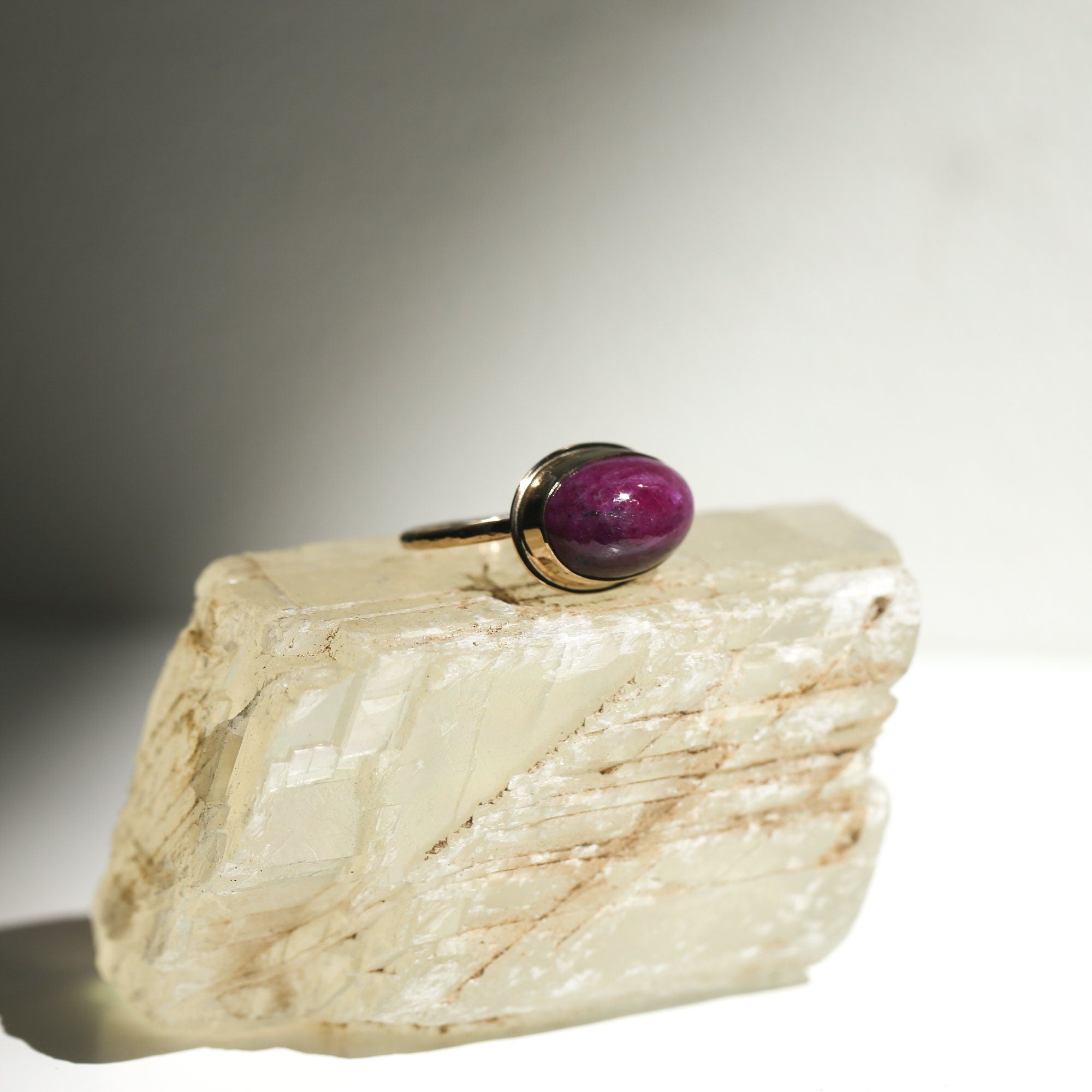 Ruby in Zoisite Ring - Pick Your Stone - 14KT Hammered Gold Ring