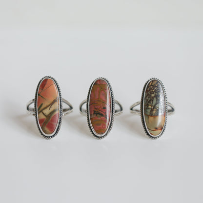 Red Creek Jasper Sterling Silver Ring – Statement Boho Jewelry