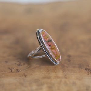 Ready to Ship - Red Creek Jasper Ring - OOAK Ring - Silversmith Ring - Hammered Silver Ring