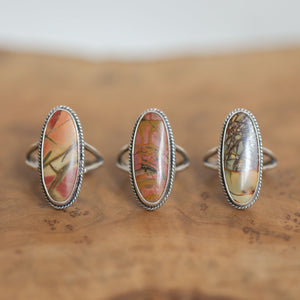 Ready to Ship - Red Creek Jasper Ring - OOAK Ring - Silversmith Ring - Hammered Silver Ring