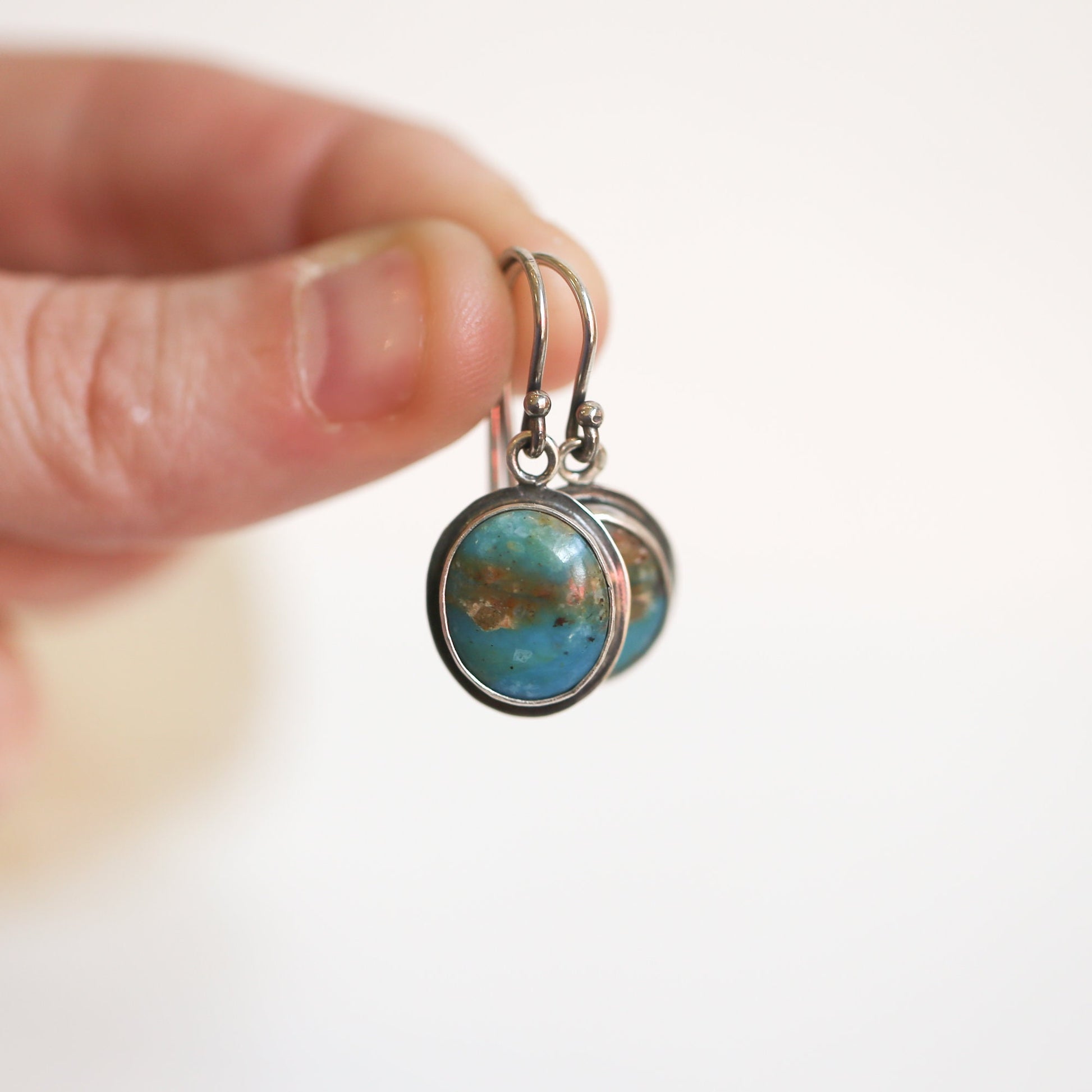 Peruvian Blue Opal Earrings – Sterling Silver Drop Earrings, OOAK
