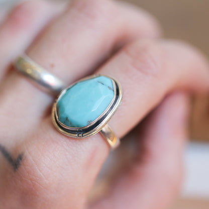 Turquoise Notched Boho Ring | Sterling Silver
