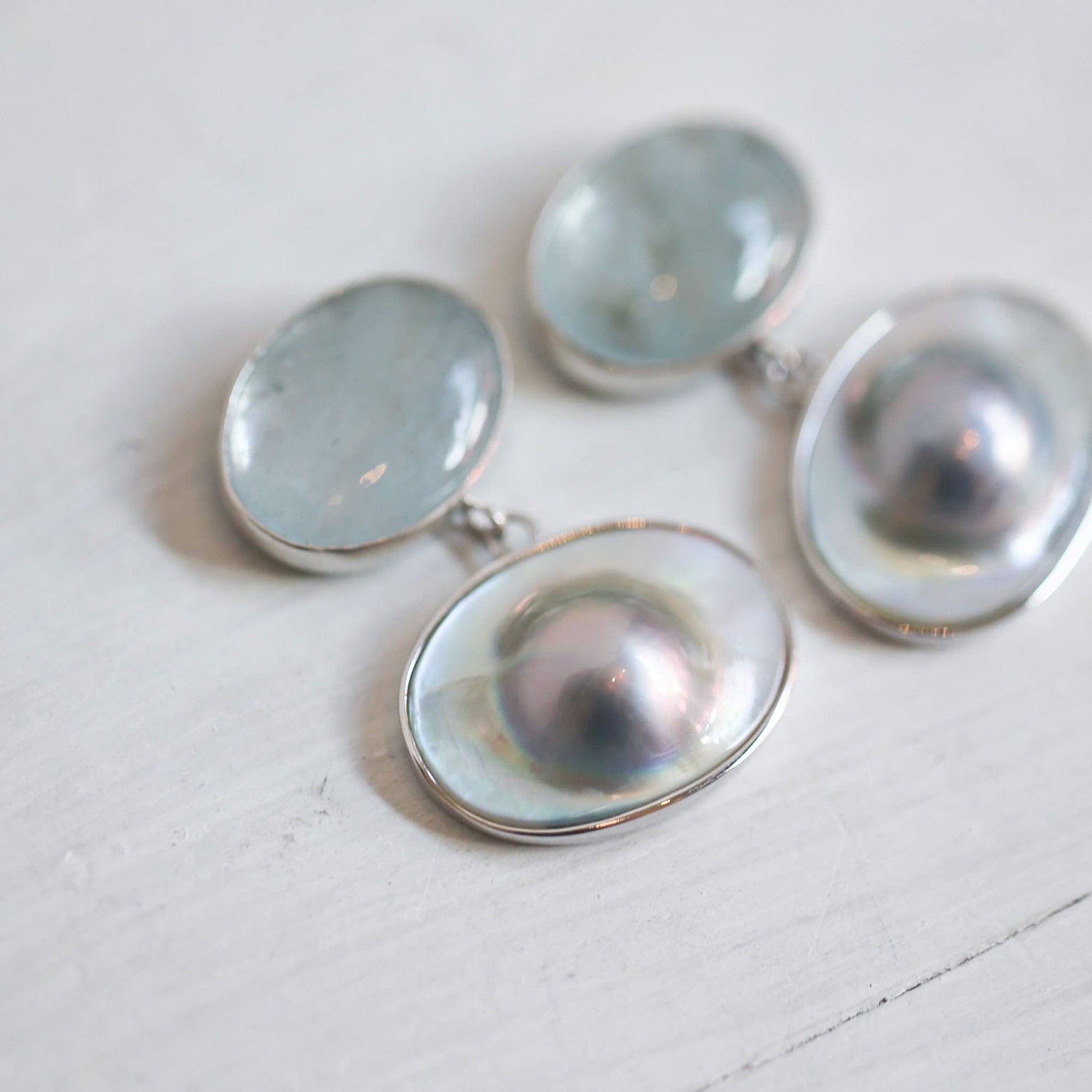 Ready to Ship - Morganite and Blister Pearl Earrings - Pearl Drop Earrings - Silversmith - OOAK