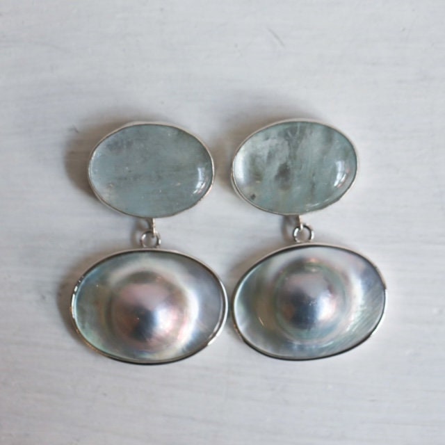 Ready to Ship - Morganite and Blister Pearl Earrings - Pearl Drop Earrings - Silversmith - OOAK