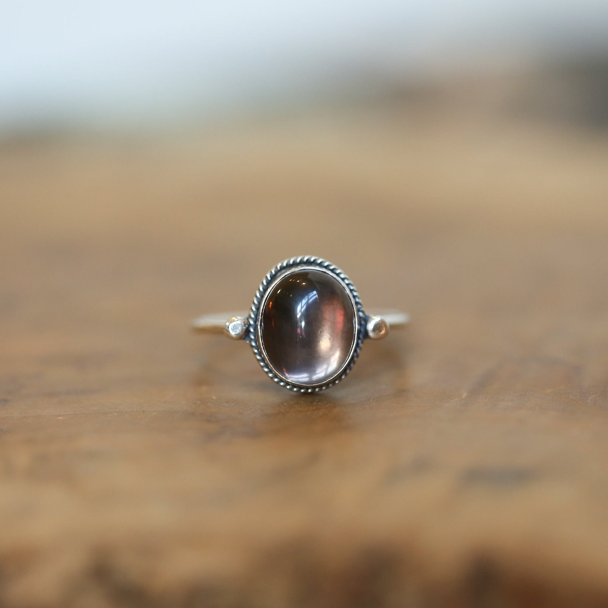 Smoky Quartz Delica Ring -.925 Sterling Silver