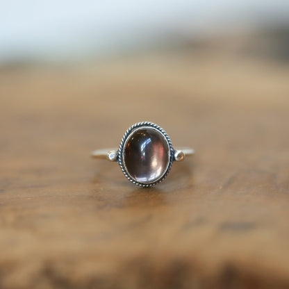 Smoky Quartz Delica Ring -.925 Sterling Silver