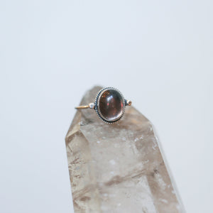 Smoky Quartz Delica Ring -.925 Sterling Silver