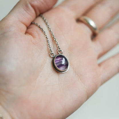 Sterling Silver Rainbow Fluorite Pendant - Silversmith Necklace