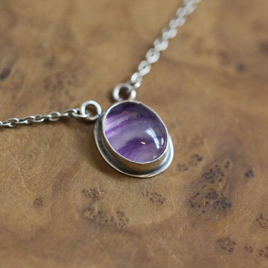 Sterling Silver Rainbow Fluorite Pendant - Silversmith Necklace